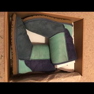 Kids Classic Blue Patchwork Uggs